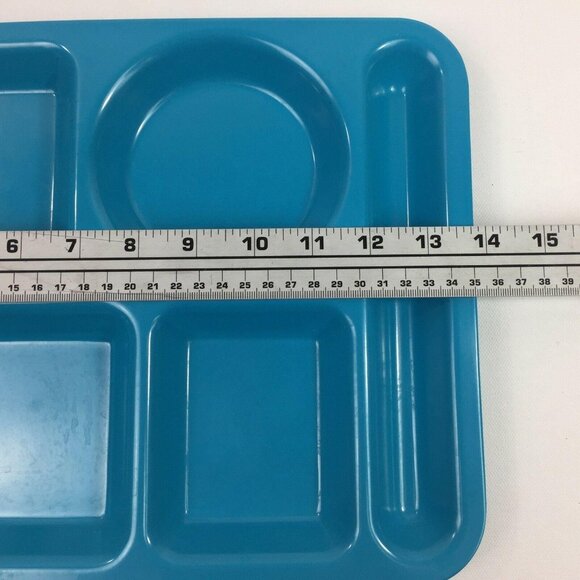 Vintage Blue & Green Melamine Cafeteria Trays Set Of 4 Divided Compartments BBQ - Picture 4 of 7